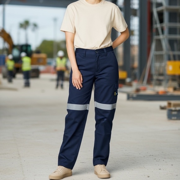 TRU Workwear Pants Unisex Reflective Night Use Heavy Duty Industrial Pants UPF50 - Picture 1 of 16